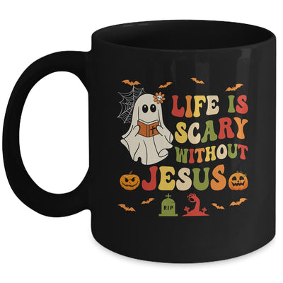 Groovy Halloween Life Is Scary Without Jesus Christian Lover Mug | teecentury