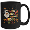 Groovy Halloween Life Is Scary Without Jesus Christian Lover Mug | teecentury