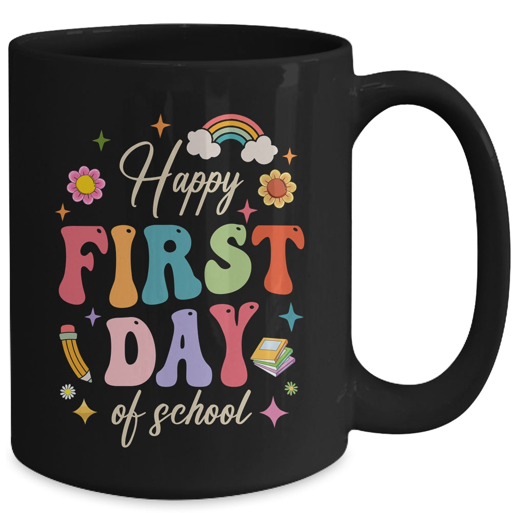 Groovy Happy First Day Of School Back To School Teacher Kids Mug | teecentury