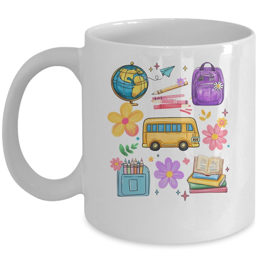 Groovy Happy First Day Of School Teacher Kids Back To School Mug | teecentury