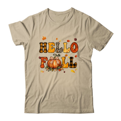 Groovy Hello Fall Autumn Maple Leaves Pumpkin Leopard Women Shirt & Sweatshirt | teecentury