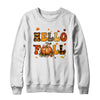 Groovy Hello Fall Autumn Maple Leaves Pumpkin Leopard Women Shirt & Sweatshirt | teecentury