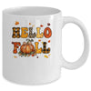 Groovy Hello Fall Autumn Maple Leaves Pumpkin Leopard Women Mug | teecentury