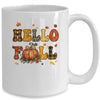 Groovy Hello Fall Autumn Maple Leaves Pumpkin Leopard Women Mug | teecentury
