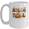 Groovy Hello Fall Autumn Maple Leaves Pumpkin Leopard Women Mug | teecentury