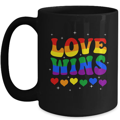 Groovy Love Wins Rainbow Pride Flag Colors LGBT Gay Mug | teecentury