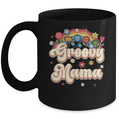 Groovy Mama Retro Hippie Peace Sign Floral Mothers Day Mug | teecentury