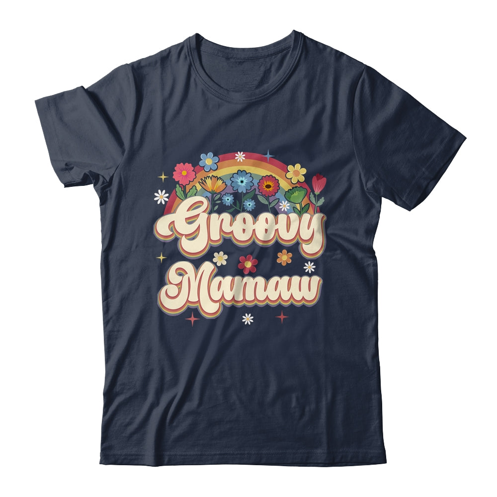 Groovy Mamaw Retro Hippie Peace Sign Floral Mothers Day Shirt & Tank Top | teecentury
