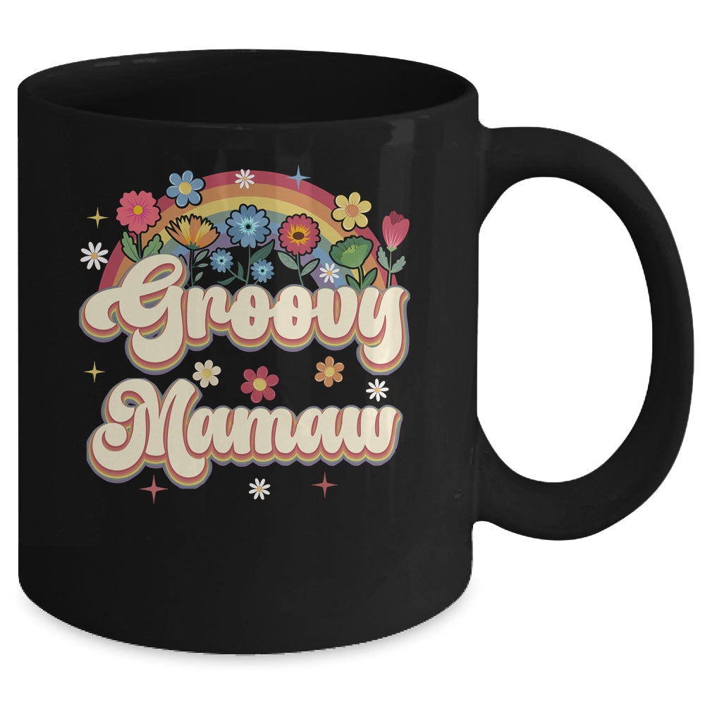Groovy Mamaw Retro Hippie Peace Sign Floral Mothers Day Mug | teecentury