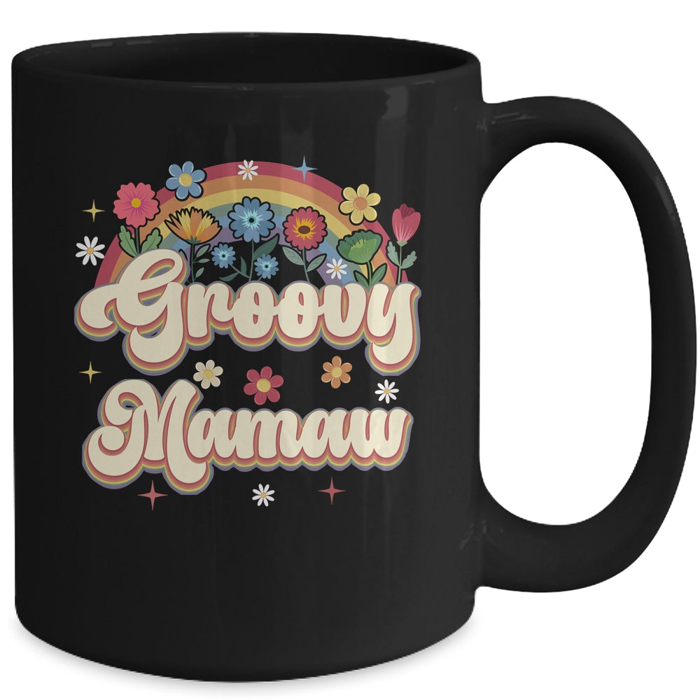 Groovy Mamaw Retro Hippie Peace Sign Floral Mothers Day Mug | teecentury