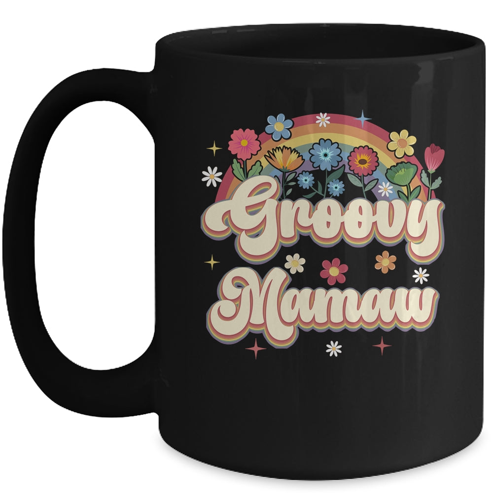 Groovy Mamaw Retro Hippie Peace Sign Floral Mothers Day Mug | teecentury