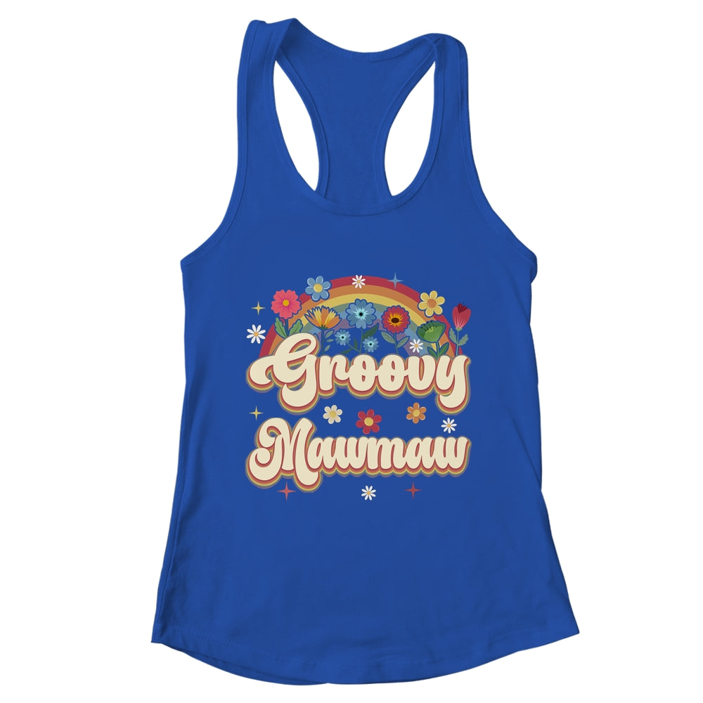 Groovy Mawmaw Retro Hippie Peace Sign Floral Mothers Day Shirt & Tank Top | teecentury