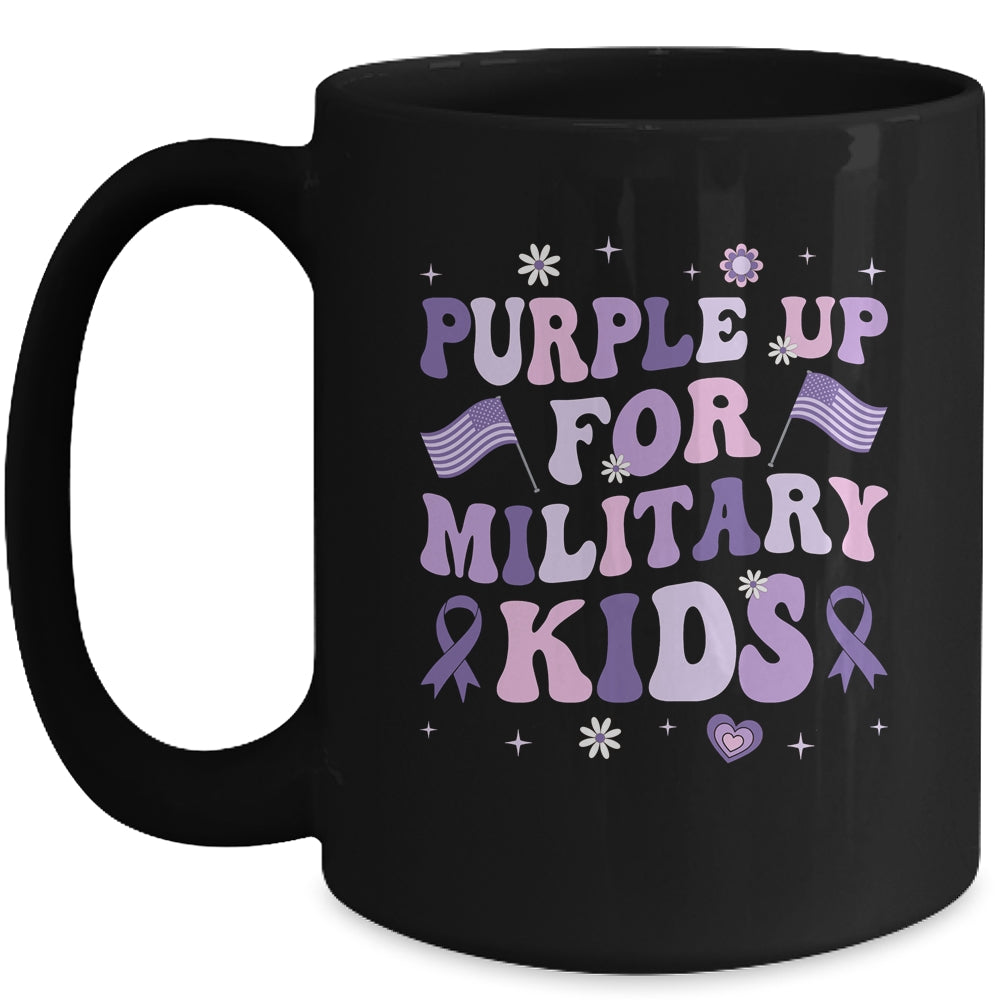 Groovy Military Child Month Purple Up For Military Kids Mug | teecentury