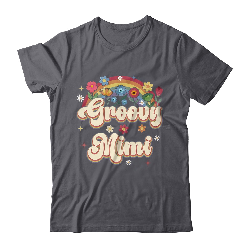 Groovy Mimi Retro Hippie Peace Sign Floral Mothers Day Shirt & Tank Top | teecentury