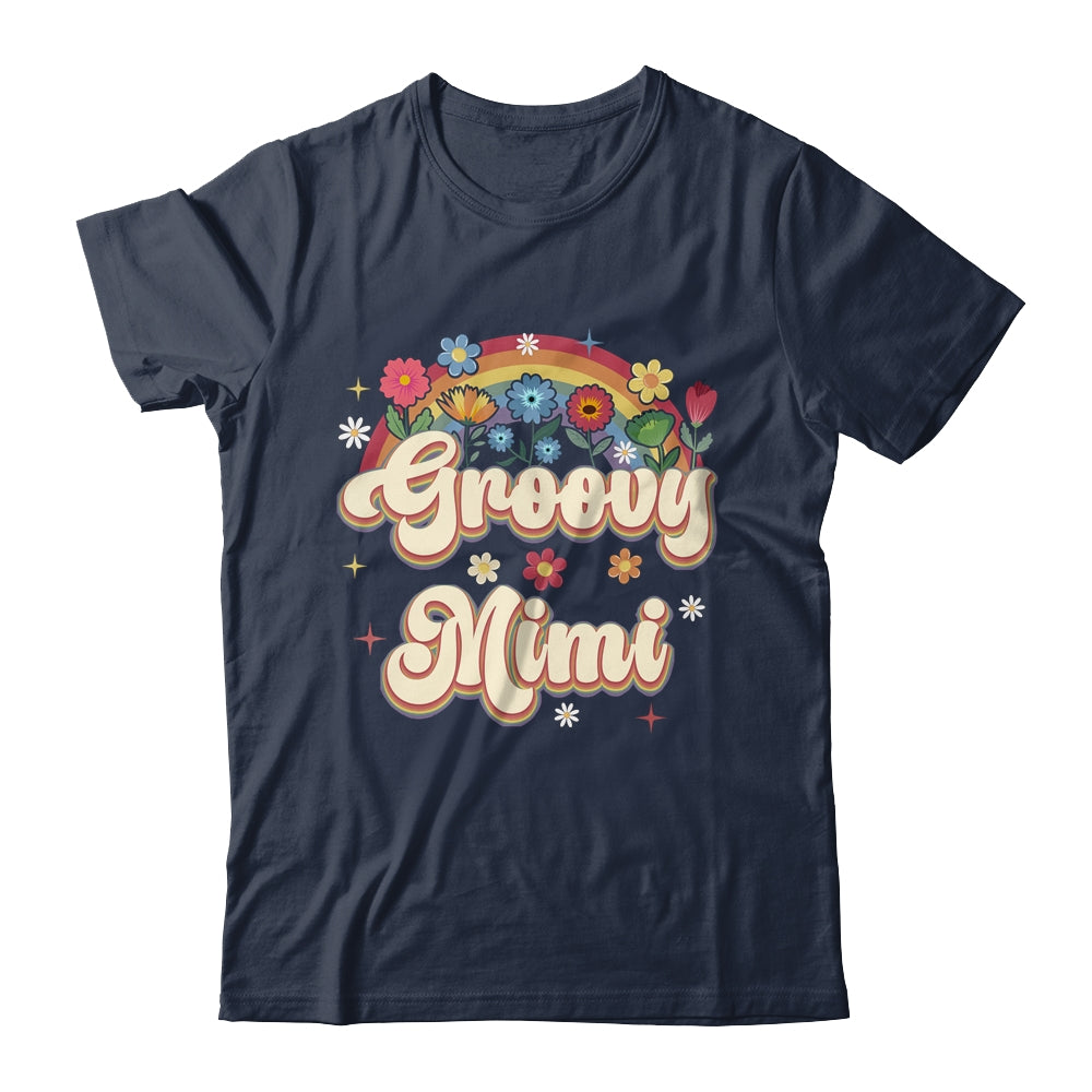 Groovy Mimi Retro Hippie Peace Sign Floral Mothers Day Shirt & Tank Top | teecentury