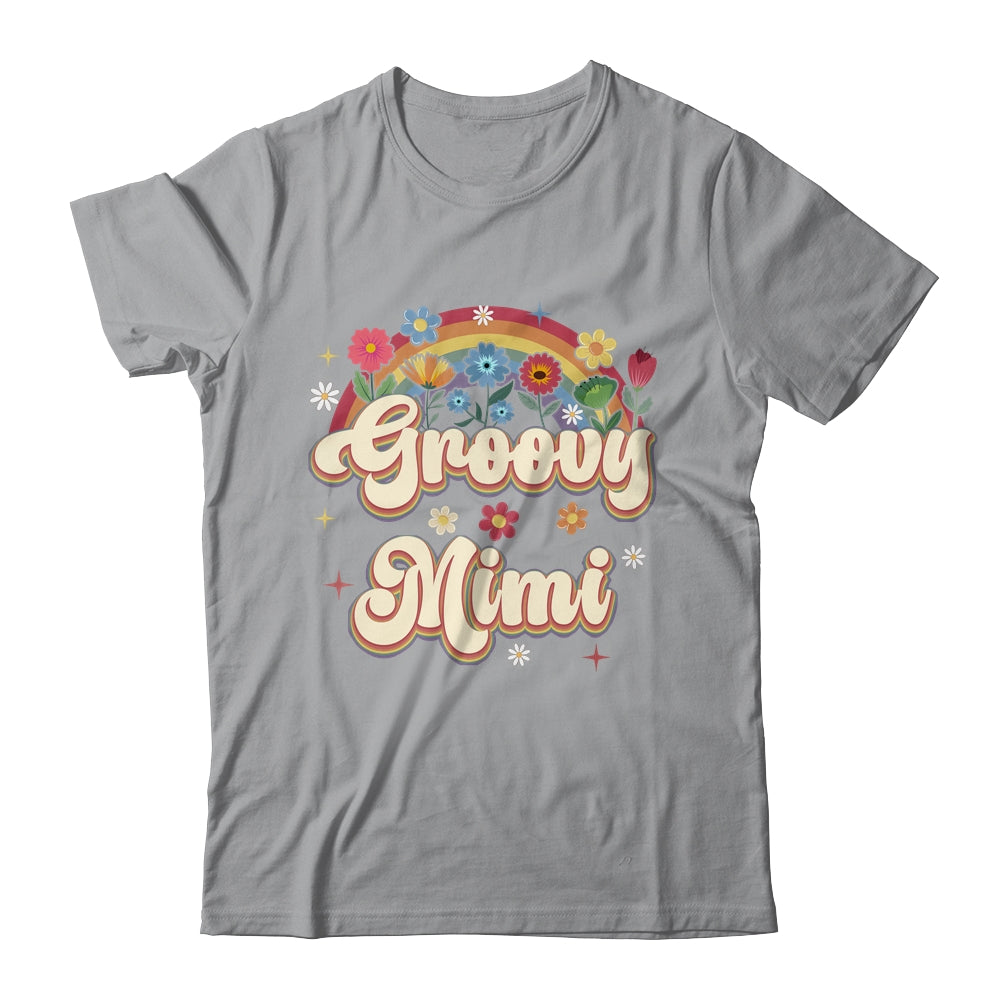 Groovy Mimi Retro Hippie Peace Sign Floral Mothers Day Shirt & Tank Top | teecentury