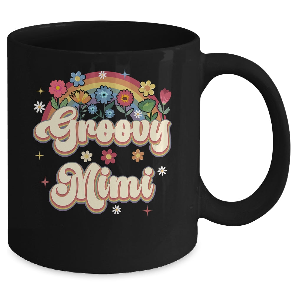 Groovy Mimi Retro Hippie Peace Sign Floral Mothers Day Mug | teecentury