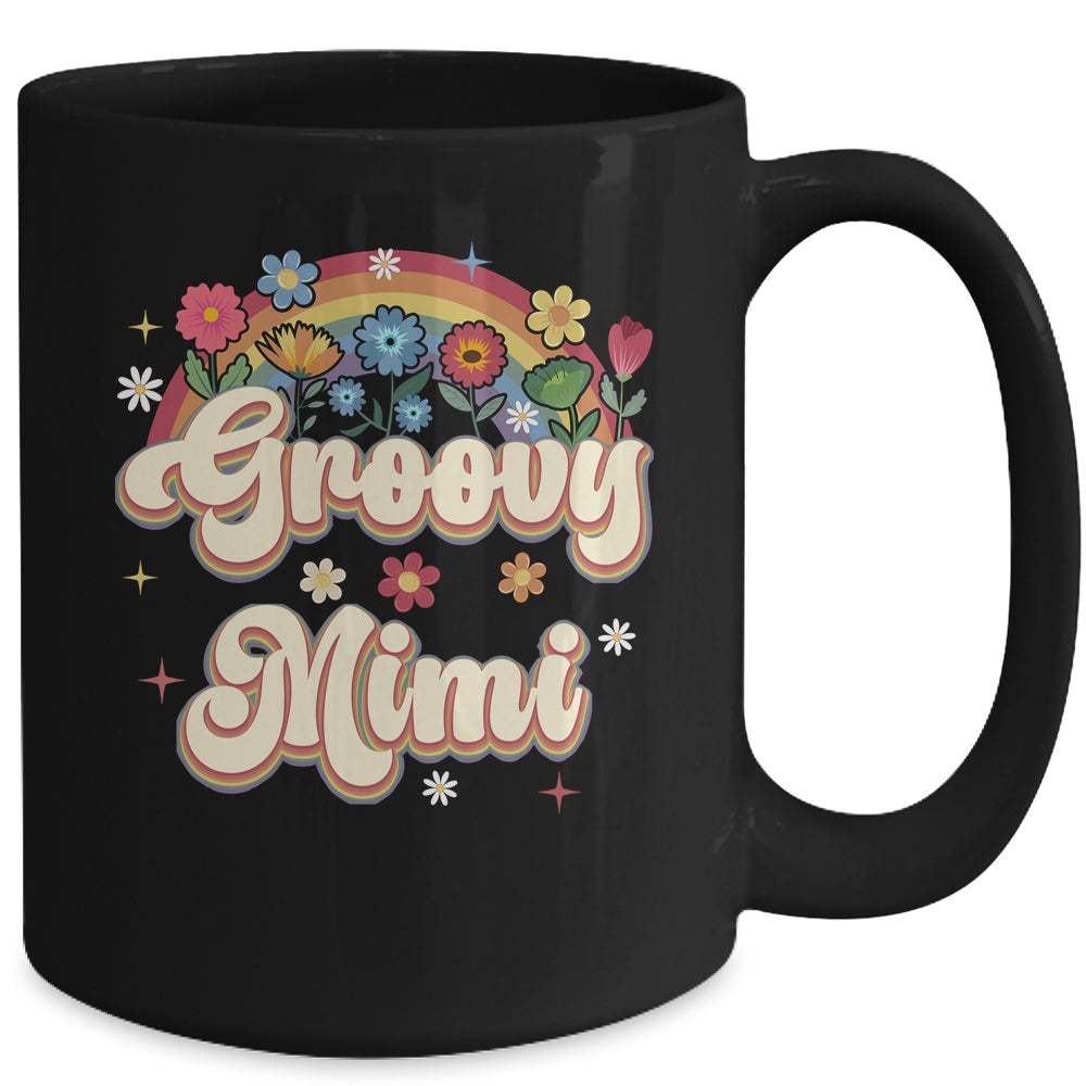 Groovy Mimi Retro Hippie Peace Sign Floral Mothers Day Mug | teecentury