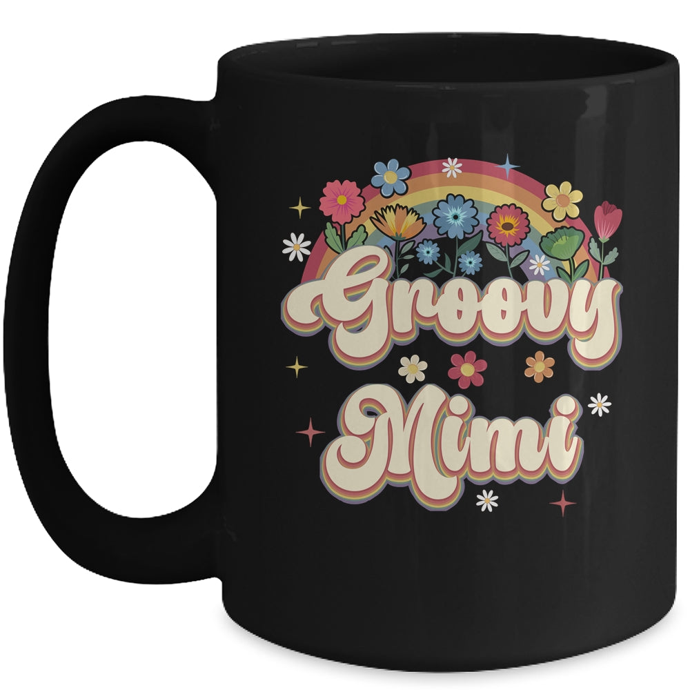 Groovy Mimi Retro Hippie Peace Sign Floral Mothers Day Mug | teecentury