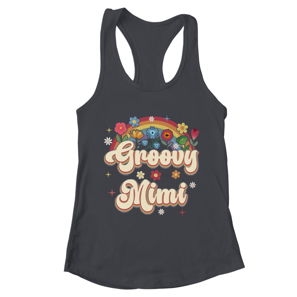 Groovy Mimi Retro Hippie Peace Sign Floral Mothers Day Shirt & Tank Top | teecentury