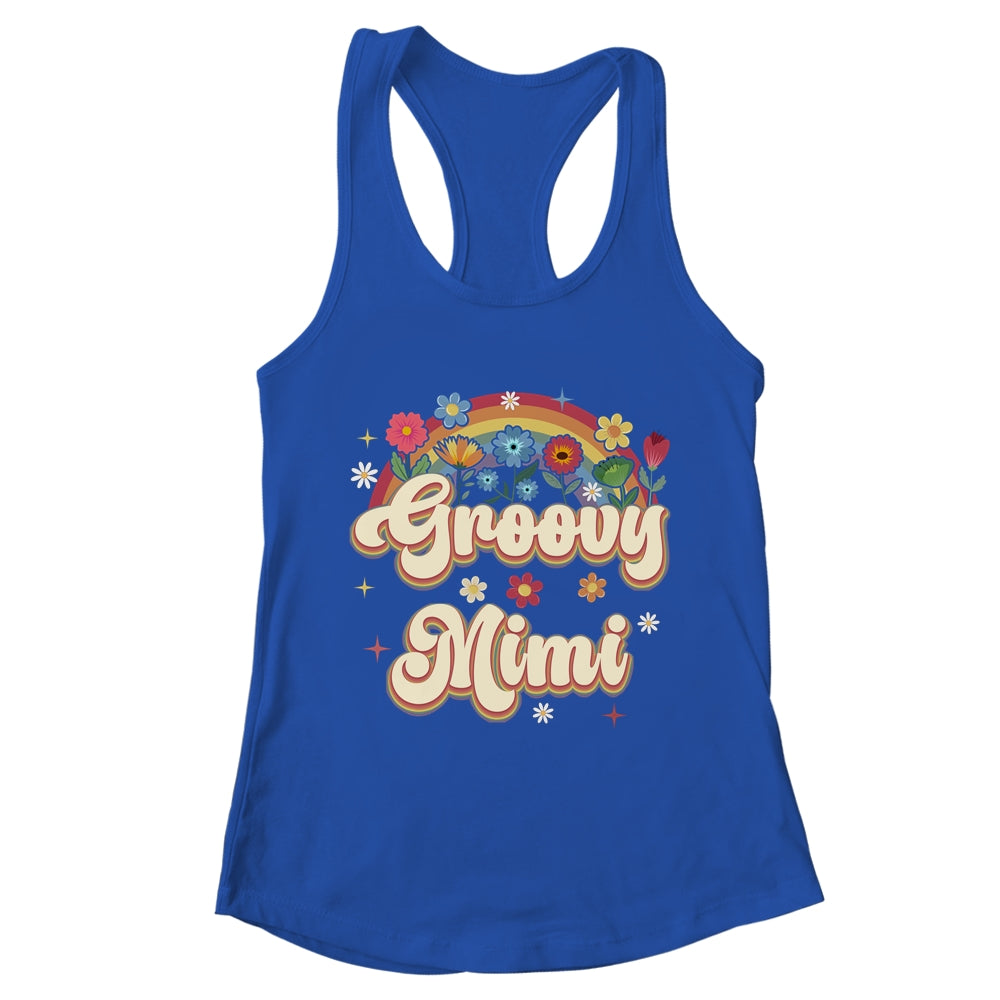 Groovy Mimi Retro Hippie Peace Sign Floral Mothers Day Shirt & Tank Top | teecentury