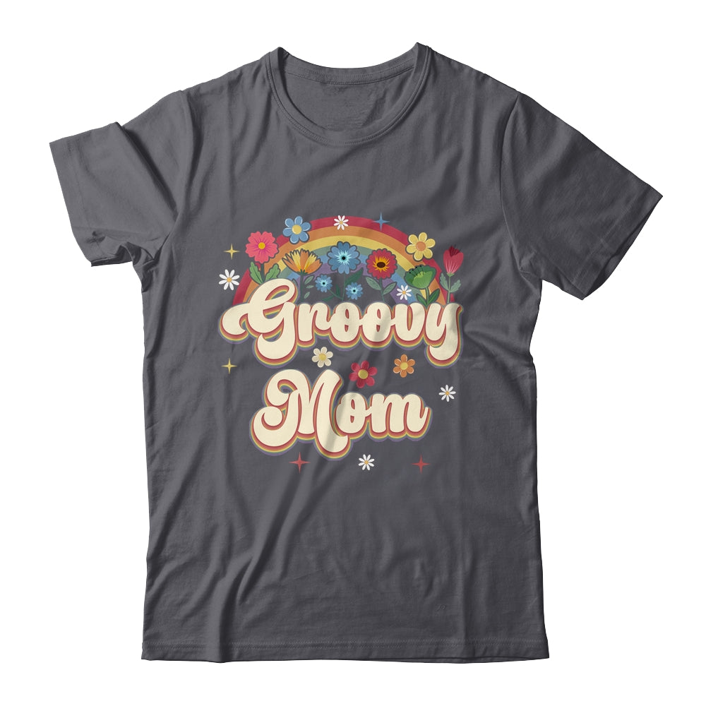 Groovy Mom Retro Hippie Peace Sign Floral Mothers Day Shirt & Tank Top | teecentury