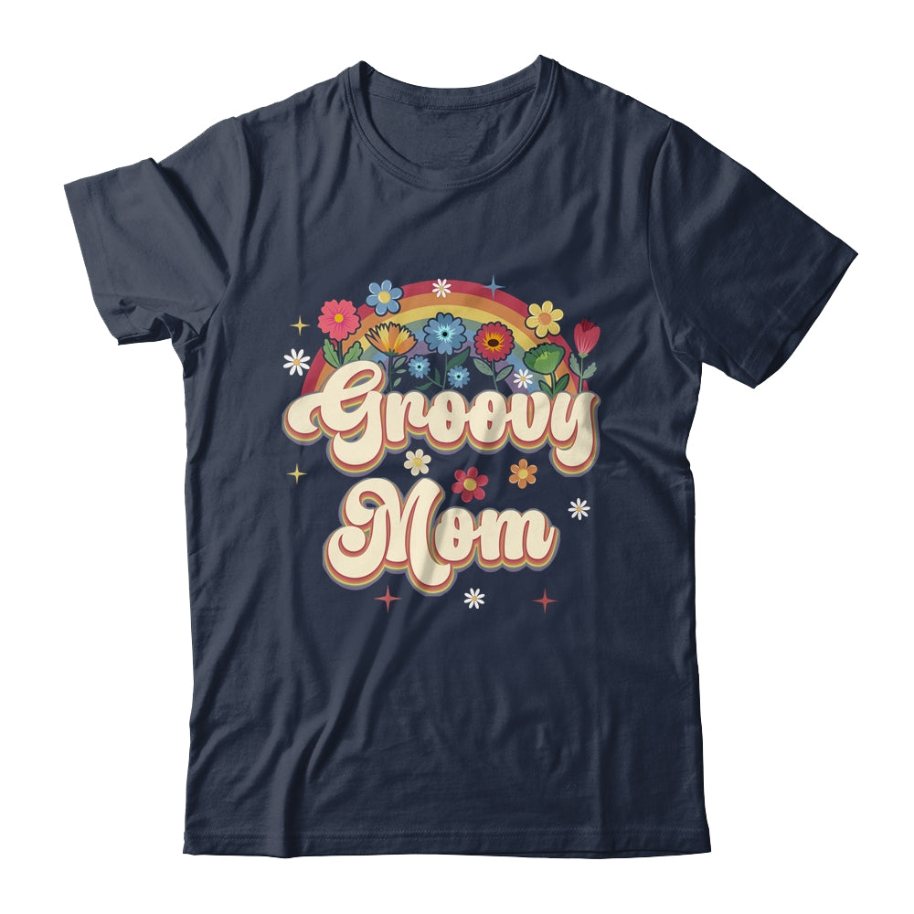 Groovy Mom Retro Hippie Peace Sign Floral Mothers Day Shirt & Tank Top | teecentury