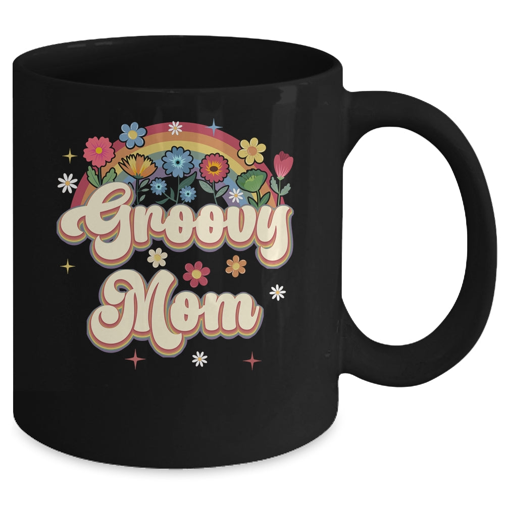Groovy Mom Retro Hippie Peace Sign Floral Mothers Day Mug | teecentury