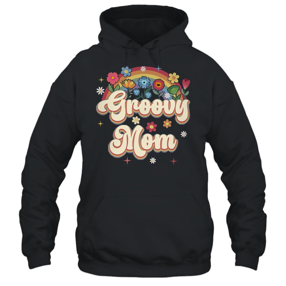 Groovy Mom Retro Hippie Peace Sign Floral Mothers Day Shirt & Tank Top | teecentury
