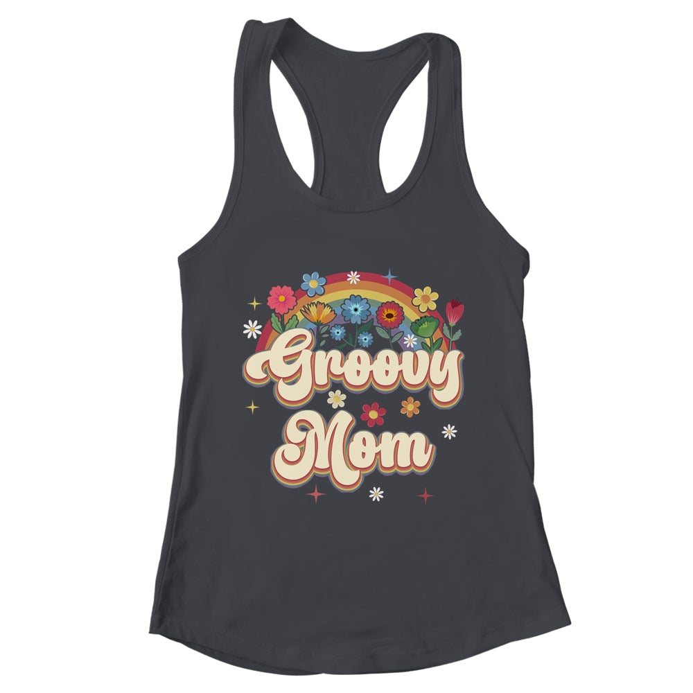 Groovy Mom Retro Hippie Peace Sign Floral Mothers Day Shirt & Tank Top | teecentury