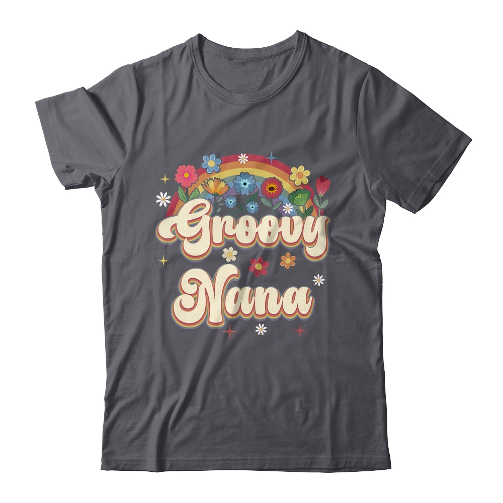 Groovy Nana Retro Hippie Peace Sign Floral Mothers Day Shirt & Tank Top | teecentury