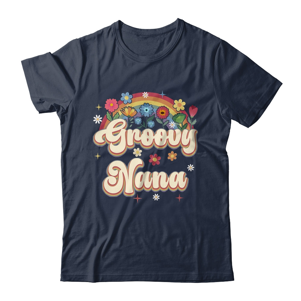 Groovy Nana Retro Hippie Peace Sign Floral Mothers Day Shirt & Tank Top | teecentury