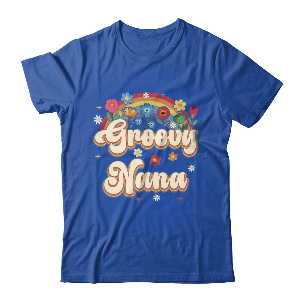 Groovy Nana Retro Hippie Peace Sign Floral Mothers Day Shirt & Tank Top | teecentury