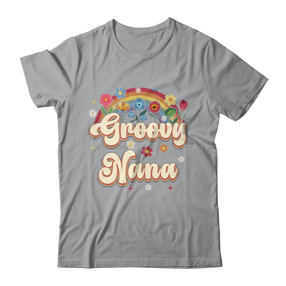 Groovy Nana Retro Hippie Peace Sign Floral Mothers Day Shirt & Tank Top | teecentury