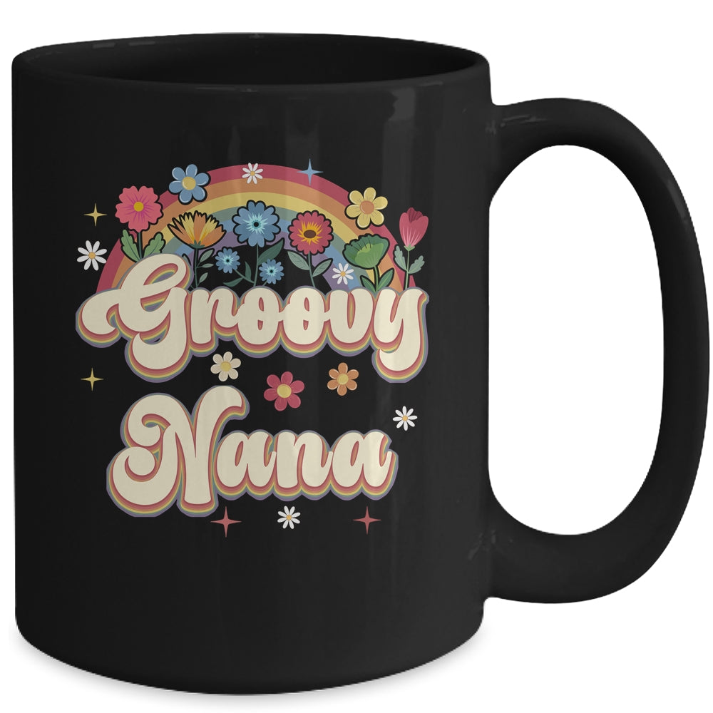 Groovy Nana Retro Hippie Peace Sign Floral Mothers Day Mug | teecentury