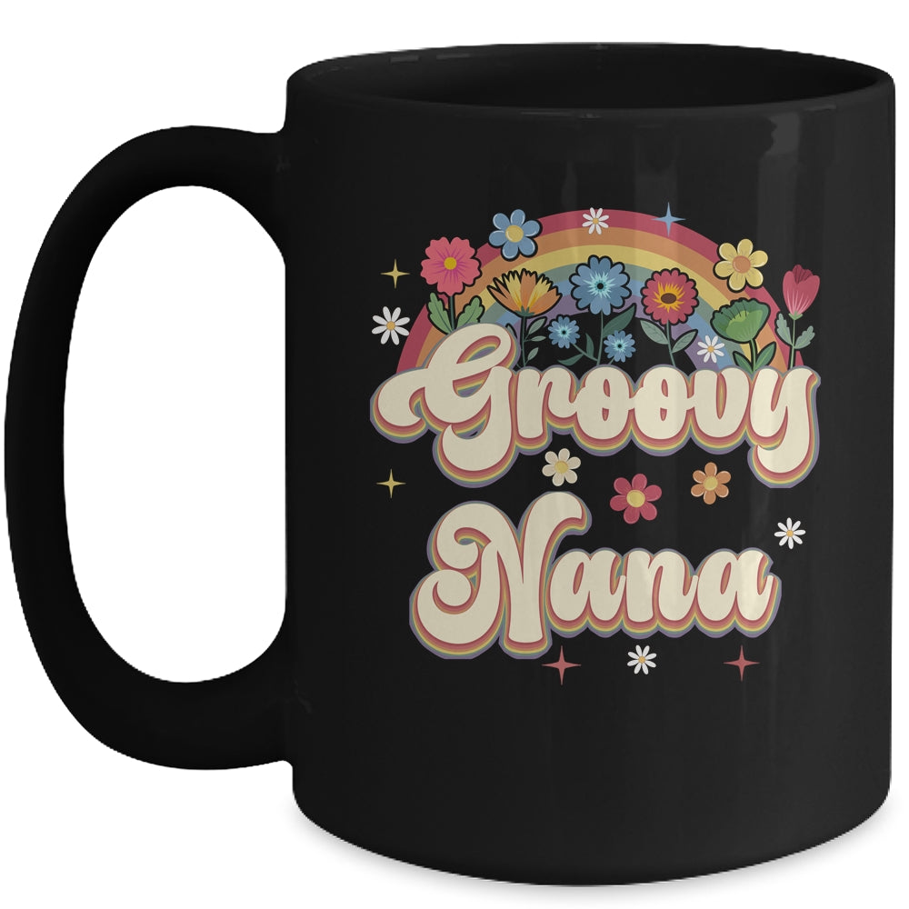 Groovy Nana Retro Hippie Peace Sign Floral Mothers Day Mug | teecentury