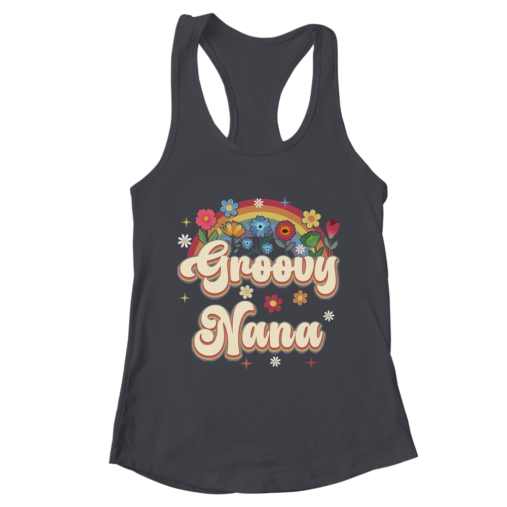 Groovy Nana Retro Hippie Peace Sign Floral Mothers Day Shirt & Tank Top | teecentury