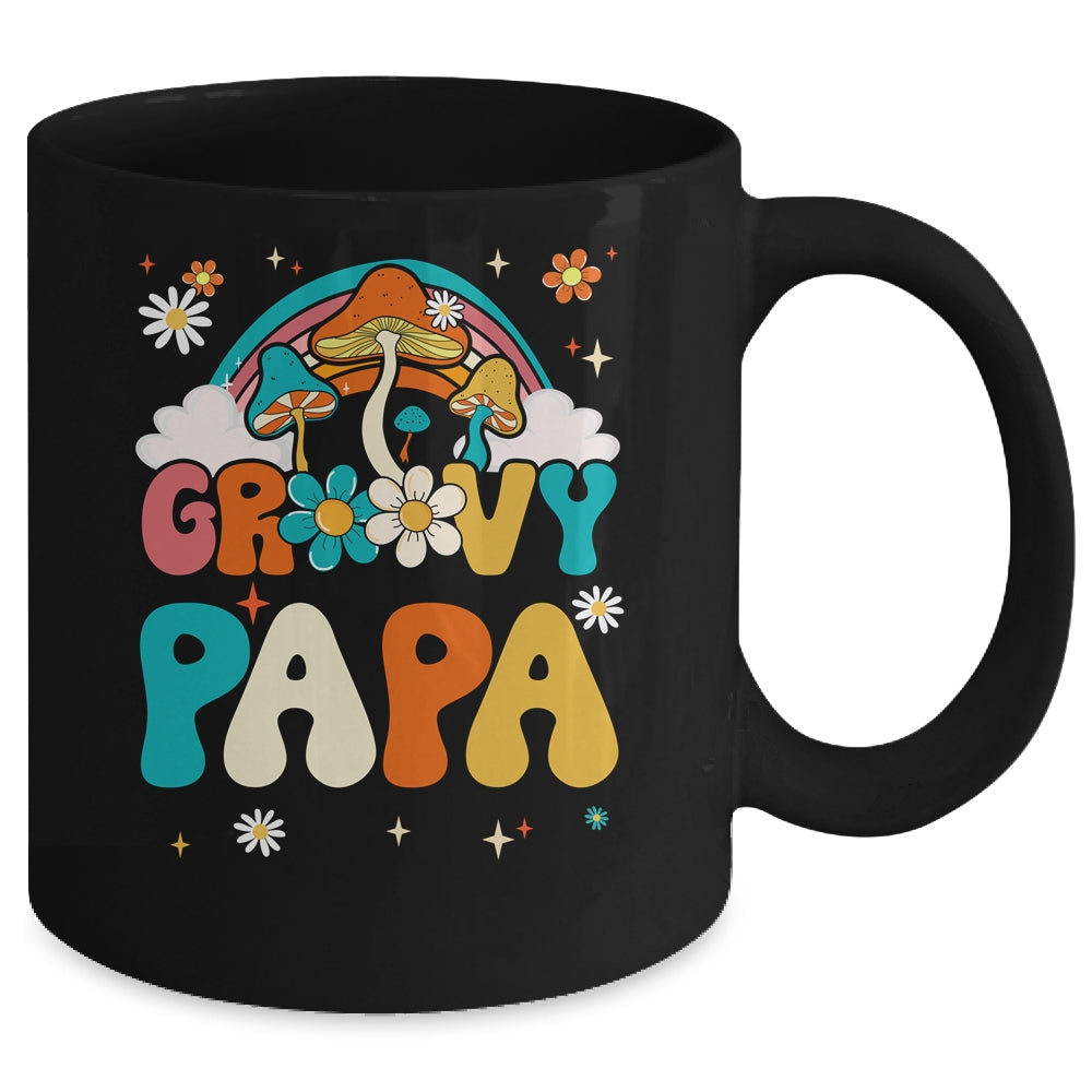 Groovy Papa Birthday Party Theme Decorations Rainbow Family Mug | teecentury