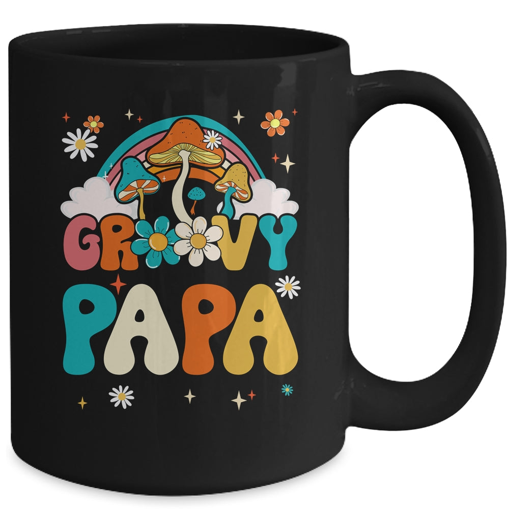 Groovy Papa Birthday Party Theme Decorations Rainbow Family Mug | teecentury