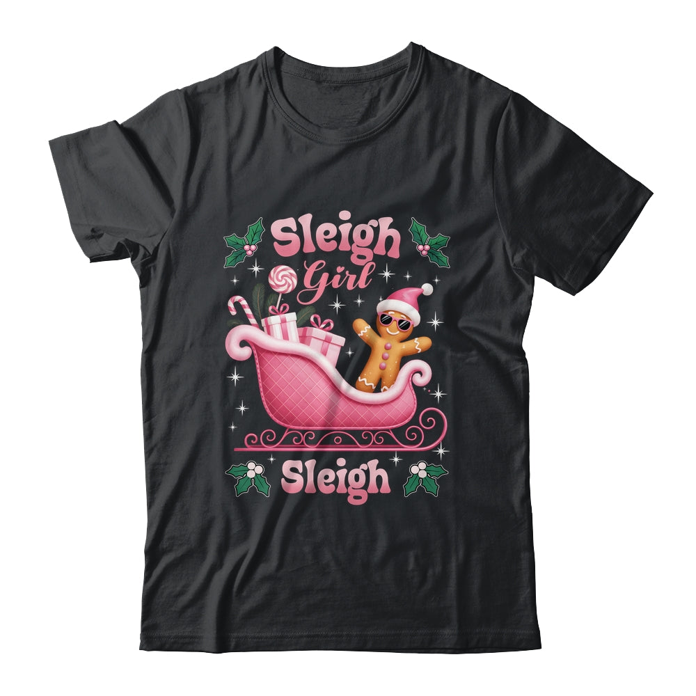 Groovy Pink Christmas Candy Sleigh Girl Gingerbread Holiday Shirt & Sweatshirt | teecentury