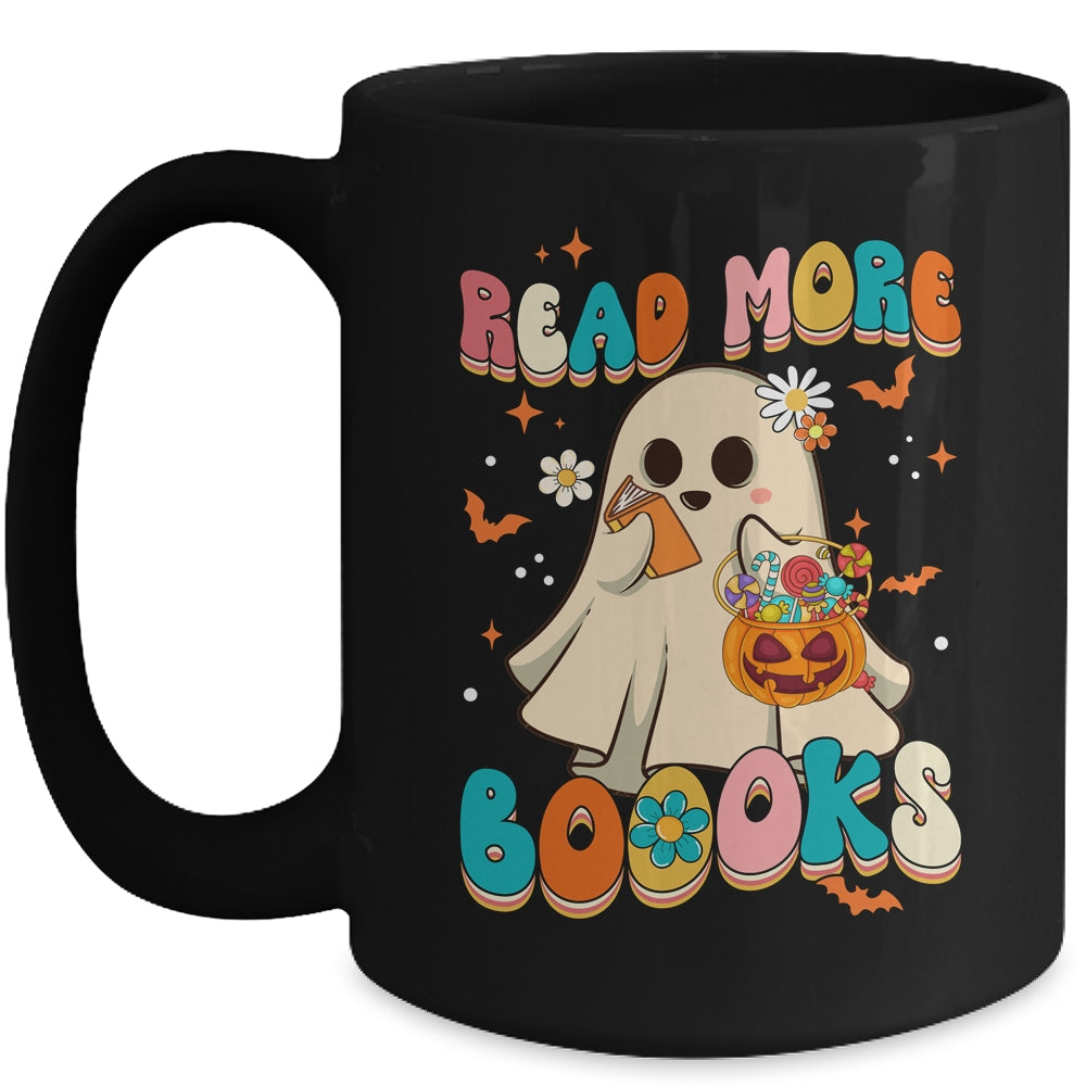 Groovy Read More Books Cute Ghost Boo Funny Halloween Kids Mug | teecentury