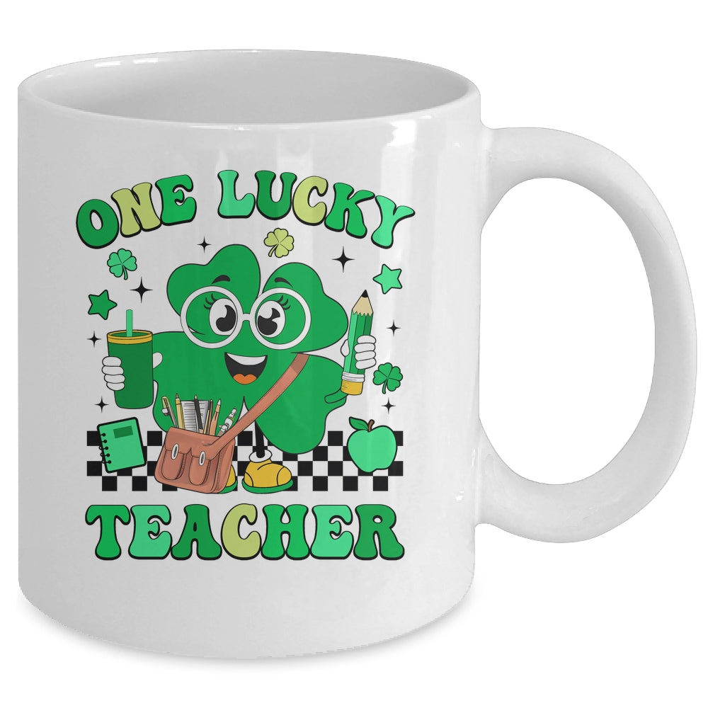 Groovy Shamrock One Lucky Teacher St Patricks Day Men Women Mug | teecentury