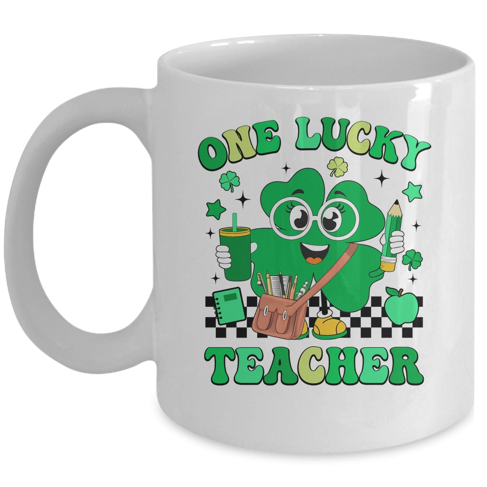 Groovy Shamrock One Lucky Teacher St Patricks Day Men Women Mug | teecentury