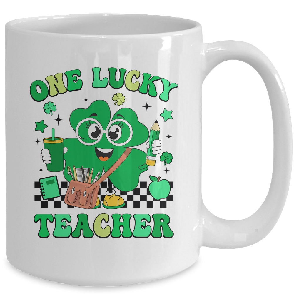 Groovy Shamrock One Lucky Teacher St Patricks Day Men Women Mug | teecentury