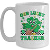 Groovy Shamrock One Lucky Teacher St Patricks Day Men Women Mug | teecentury