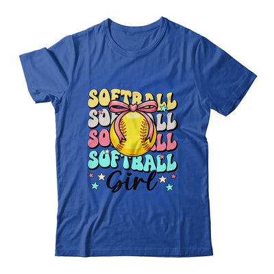 Groovy Softball Girl Girls Coquette Bow Softball Women Shirt & Tank Top | teecentury