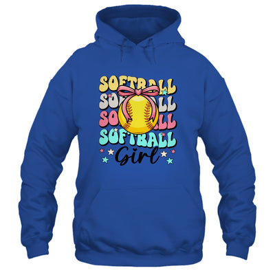 Groovy Softball Girl Girls Coquette Bow Softball Women Shirt & Tank Top | teecentury