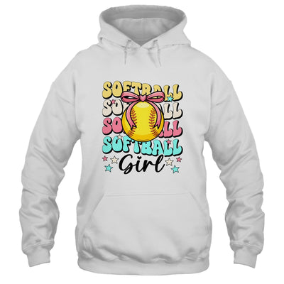 Groovy Softball Girl Girls Coquette Bow Softball Women Shirt & Tank Top | teecentury