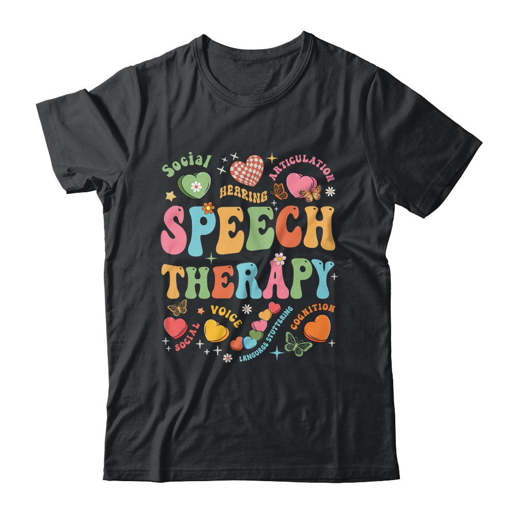 Groovy Speech Therapy Language Pathologist SLP Heart Love Shirt & Tank Top | teecentury