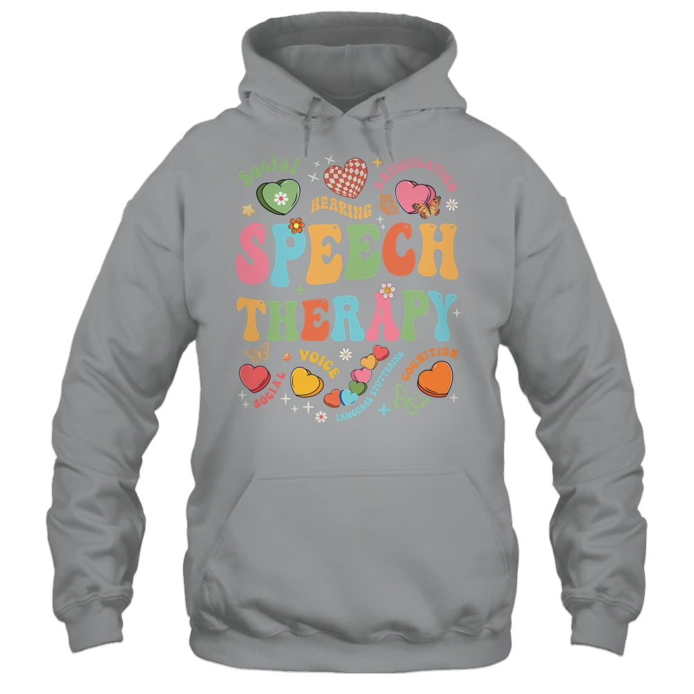 Groovy Speech Therapy Language Pathologist SLP Heart Love Shirt & Tank Top | teecentury